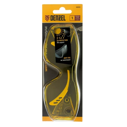 Очки защитные открытые Denzel 89202, поликарбонатные, увеличенная желтая линза, регулируемые дужки купить в Муравленко