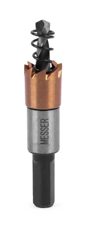 HSS-TiN коронка MESSER  14мм с центр. сверлом и толкающей пружиной для  лист. материала  до 2 мм ц/х купить в Муравленко