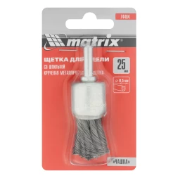 Щетка для дрели, 25 мм, "чашка" со шпилькой, крученая металлическая проволока MATRIX 74464