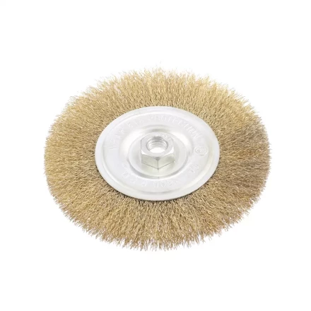 Щетка для УШМ 150 мм М14 плоская латунированная витая проволока MATRIX 74652 купить в Муравленко