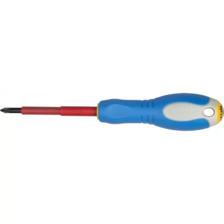ЗУБР &quot;ПРОФИ ЭЛЕКТРИК&quot;. Отвертка Cr-V, трехкомпонент рукоятка, высоковольтная до ~1000В, PH №1, 80 мм 25262-1-080 купить в Муравленко