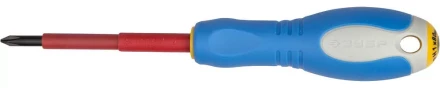 ЗУБР &quot;ПРОФИ ЭЛЕКТРИК&quot;. Отвертка Cr-V, трехкомпонент рукоятка, высоковольтная до ~1000В, PH №1, 80 мм 25262-1-080 купить в Муравленко
