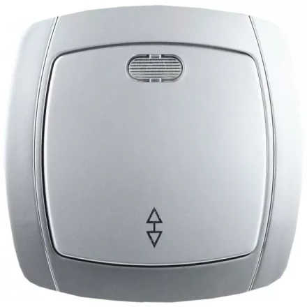 Выключатель СВЕТОЗАР &quot;АКЦЕНТ&quot; проходной одноклавишный в сборе, с подсветкой, цвет серебристый металлик, 10А/~250В SV-54238-SM купить в Муравленко