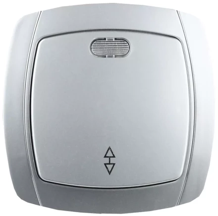 Выключатель СВЕТОЗАР &quot;АКЦЕНТ&quot; проходной одноклавишный в сборе, с подсветкой, цвет серебристый металлик, 10А/~250В SV-54238-SM купить в Муравленко