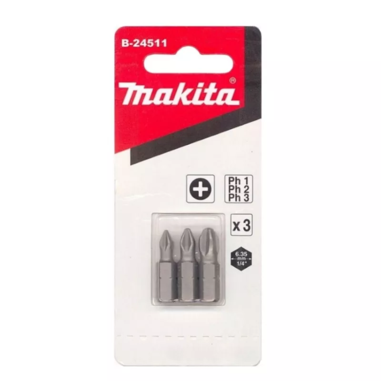 Биты Makita PH1,2,3 25мм 3шт (B-24511) купить в Муравленко