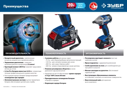 Ударный гайковерт аккумуляторный BL-motor 2 АКБ GB-250 A5 серия ПРОФЕССИОНАЛ купить в Муравленко