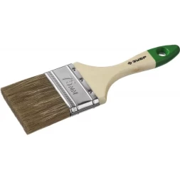 Кисть плоская ЗУБР "ЛАЗУРЬ-МАСТЕР", смешанная щетина, деревянная ручка, 75мм 4-01009-075