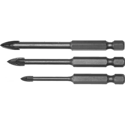 Набор ЗУБР &quot;ПРОФЕССИОНАЛ&quot;: Сверла по кафелю, керамике, с четырьмя режущими лезвиями 4, 6, 8 мм, 3 шт 29845-H3_z01 купить в Муравленко