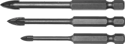 Набор ЗУБР &quot;ПРОФЕССИОНАЛ&quot;: Сверла по кафелю, керамике, с четырьмя режущими лезвиями 4, 6, 8 мм, 3 шт 29845-H3_z01 купить в Муравленко