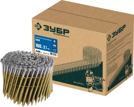 ЗУБР CNW 100 х 3.1 мм, барабанные гвозди рифленые, 2400 шт (305382-100) купить в Муравленко