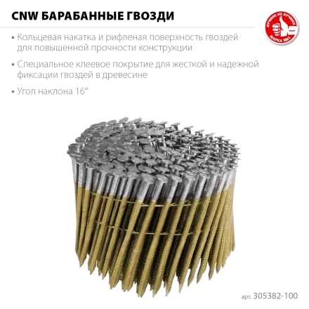 ЗУБР CNW 100 х 3.1 мм, барабанные гвозди рифленые, 2400 шт (305382-100) купить в Муравленко