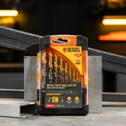 Набор сверл по металлу Denzel 723006, 1,5-6,5мм, Р6М5К8-TiN, Golden Tip, 13 шт купить в Муравленко