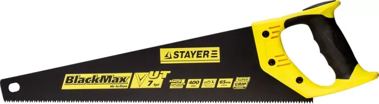 Ножовка универсальная (пила) STAYER BlackMAX 400 мм, 7TPI, тефлон покрытие, рез вдоль и поперек волокон, для средних заготовок, фанеры, ДСП, МДФ 2-15081-40 купить в Муравленко