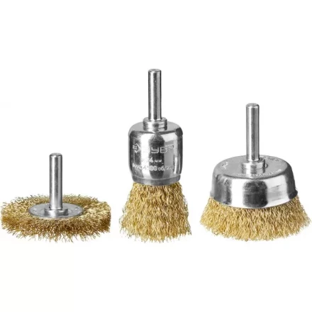 ЗУБР &quot;ПРОФЕССИОНАЛ&quot;. Набор щеток для дрели, витая стальная латунированная проволока 0,3мм, 24/50/50мм, 3шт 3530-H3_z02 купить в Муравленко