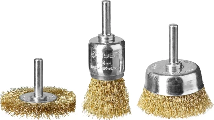 ЗУБР &quot;ПРОФЕССИОНАЛ&quot;. Набор щеток для дрели, витая стальная латунированная проволока 0,3мм, 24/50/50мм, 3шт 3530-H3_z02 купить в Муравленко