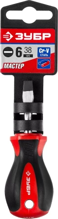 Отвертка ЗУБР &quot;МАСТЕР&quot;, &quot;STUBBY&quot; ( бочка ), Cr-v, эргономичная двухкомпонентная рукоятка, SL6,0x38мм 25061-38-6.0_z02 купить в Муравленко