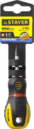 Отвертка STAYER &quot;PROFESSIONAL&quot; &quot;PROTech&quot;, двухкомп рукоятка, намагниченная, Cr-Mo, PH1x38мм 25132-1-38_z02 купить в Муравленко