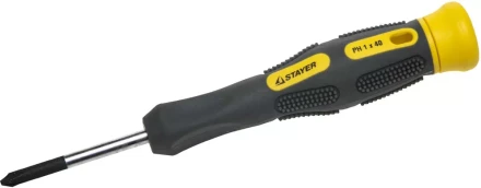 Отвертка STAYER &quot;PROFESSIONAL&quot; &quot;MAX-GRIP&quot; для точн работ, Cr-V, двухкомп рукоятка, магнит наконечник, PH №1x40мм 25826-1-040 G купить в Муравленко