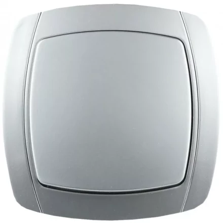 Выключатель СВЕТОЗАР &quot;АКЦЕНТ&quot; одноклавишный в сборе, цвет серебристый металлик, 10А/~250В SV-54230-SM купить в Муравленко