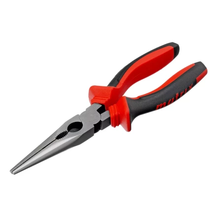 Длинногубцы прямые Matrix, 200 мм, хром-ванадий, двухкомпонентные рукоятки, 17311 купить в Муравленко