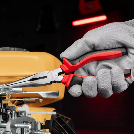 Длинногубцы прямые Matrix, 200 мм, хром-ванадий, двухкомпонентные рукоятки, 17311 купить в Муравленко