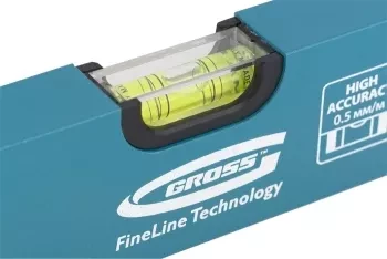 Уровень алюминиевый усиленный 800 мм толщина профессиональный 2 мм 3 глазка  GROSS 33628 купить в Муравленко