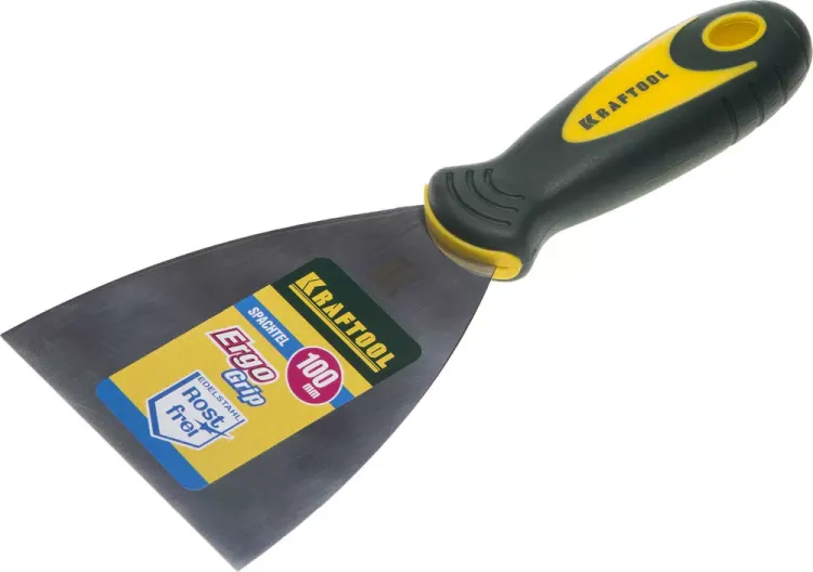 Шпательная лопатка KRAFTOOL с 2-компонент ручк, профилиров нержав полотно, 100мм 10035-100 купить в Муравленко