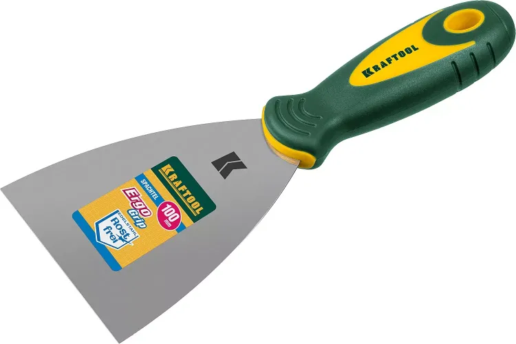 Шпательная лопатка KRAFTOOL с 2-компонент ручк, профилиров нержав полотно, 100мм 10035-100 купить в Муравленко