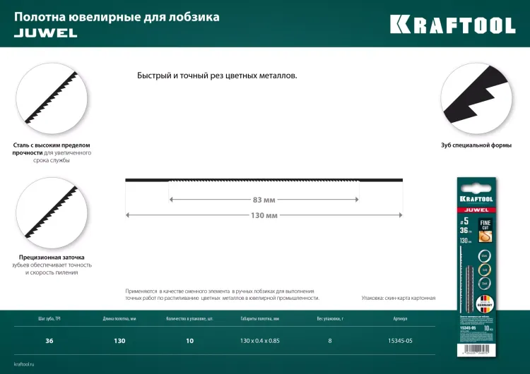 Полотна для лобзика 15345-05 купить в Муравленко