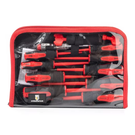 Набор диэлектрических отверток КВТ VDE НИО-12, профиль SL, PH, PZ/FL и ключи для электрошкафов, 12 предметов (103016) купить в Муравленко