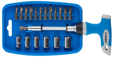 Отвертка ЗУБР &quot;МАСТЕР&quot; реверсивная, пистолетная двухкомпонентная рукоятка, 21 предмет 25411-H21 купить в Муравленко