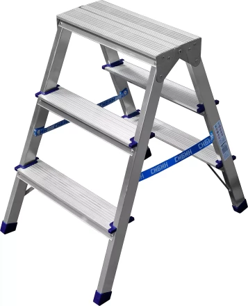 Лестница-стремянка двухсторонняя алюминиевая, СИБИН 38825-03, 3 ступени 38825-03 купить в Муравленко