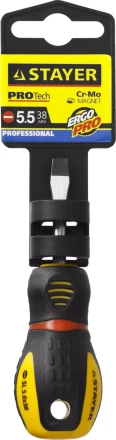 Отвертка STAYER &quot;PROFESSIONAL&quot; &quot;PROTech&quot;, двухкомп рукоятка, намагниченная, Cr-Mo, SL5,5x38мм 25131-05-38_z02 купить в Муравленко