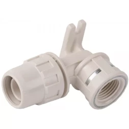 Муфта ЗУБР "ШиреФит" соединительная угловая 90°, с креплением, "штуцер с гайкой - внутренняя резьба", 20мм-1/2" 51468-20-1/2