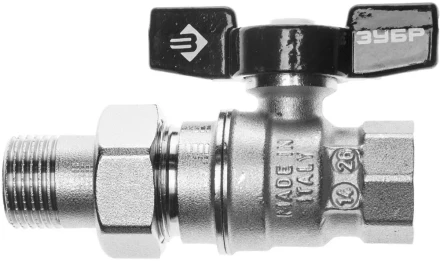 Кран шаровой ЗУБР полнопроходной с накидной гайкой &quot;мама-папа&quot;, бабочка, никелированная латунь, 1/2&quot; 4-51327-C-1/2 купить в Муравленко