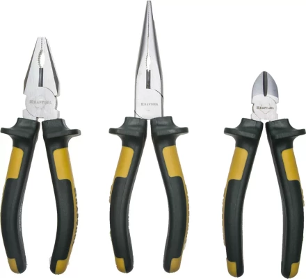 Набор губцевых инструментов KRAFTOOL&quot;KRAFT-MAX&quot;, Cr-Mo, маслобензост двухкомп. рукоятки, повыш износостойкость, 3предм 22011-H3 купить в Муравленко