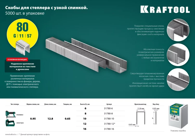 Скобы тип 21GA (80 / Pr A / Senco AT) 5000 шт 31780-10 купить в Муравленко