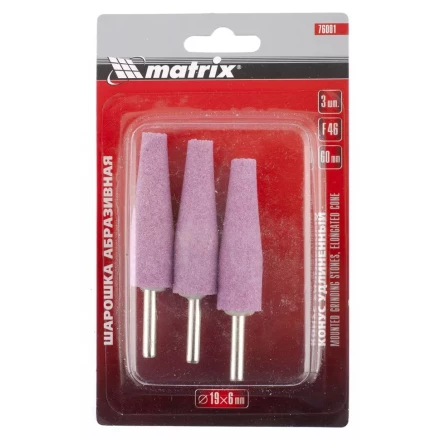 Шарошка абразивная конус удлин. 19x60x6 F46 3штук MATRIX 76001 купить в Муравленко