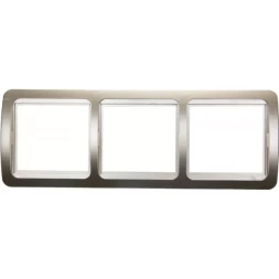 Панель СВЕТОЗАР &quot;ГАММА&quot; накладная, горизонтальная, цвет золотой металлик, 3 гнезда SV-54148-GM