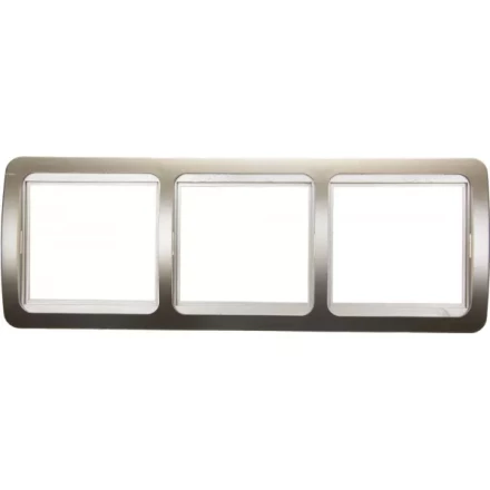 Панель СВЕТОЗАР &quot;ГАММА&quot; накладная, горизонтальная, цвет золотой металлик, 3 гнезда SV-54148-GM купить в Муравленко