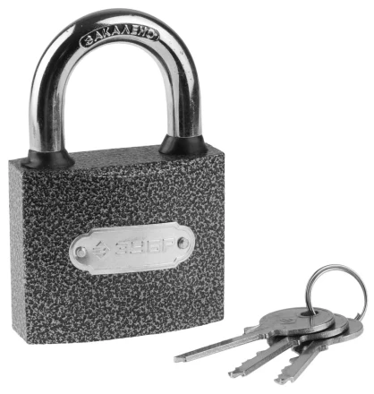 Замок ЗУБР навесной, металлический корпус, закаленная дужка, 60мм 3712-60 купить в Муравленко