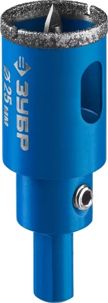 Коронка ЗУБР алмазная в сборе по кафелю, керамике с центрирующим сверлом и имбусовым ключом, зерно 60, 25мм 29850-25 купить в Муравленко