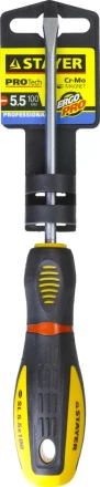 Отвертка STAYER &quot;PROFI&quot; &quot;PROTech&quot;, двухкомп рукоятка, намагниченная, Cr-Mo, SL5,5x100мм 25131-05-10_z02 купить в Муравленко