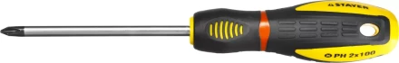 Отвертка STAYER &quot;PROFI&quot; &quot;PROTech&quot;, двухкомп рукоятка, намагниченная, Cr-Mo, PH2x100мм 25132-2-10_z02 купить в Муравленко