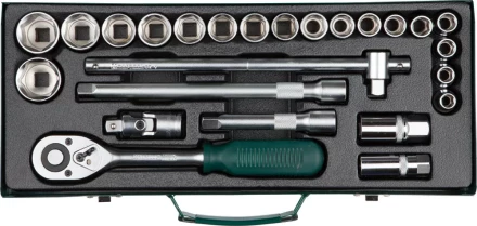 Набор торцовых головок KRAFTOOL &quot;INDUSTRIE QUALITAT&quot; (1/2&quot;) универсальный, Cr-V, металлический кейс, 25 предметов 27892-H25_z01 купить в Муравленко