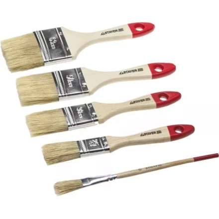 Набор STAYER &quot;STANDARD&quot; &quot;UNIVERSAL&quot;: Кисти, светлая натур щетина, деревянная ручка, 4шт: 25, 38, 50мм; плоская №0 0162-H4_z01 купить в Муравленко