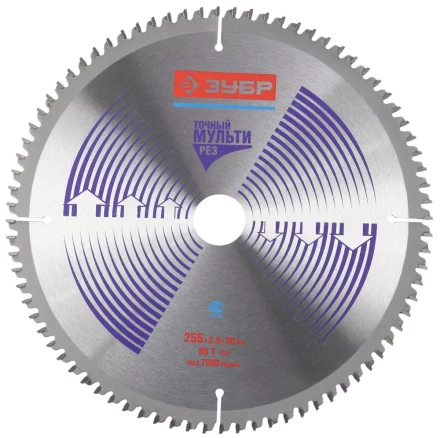 Диск пильный ЗУБР &quot;ЭКСПЕРТ&quot; &quot;Точный-МУЛЬТИ рез&quot; по алюминию, ламинату, пластику, ДСП, 255х30мм, 80Т 36907-255-30-80 купить в Муравленко